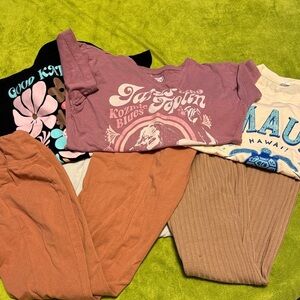 Girls Sz 8 SHEIN Graphic Tees and Pants Set